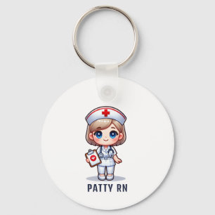 Cute Manga Blonde Nurse Caricature Personlig Nyckelring