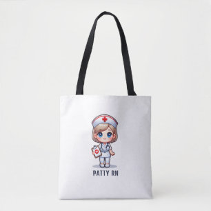 Cute Manga Blonde Nurse Caricature Personlig Tygkasse