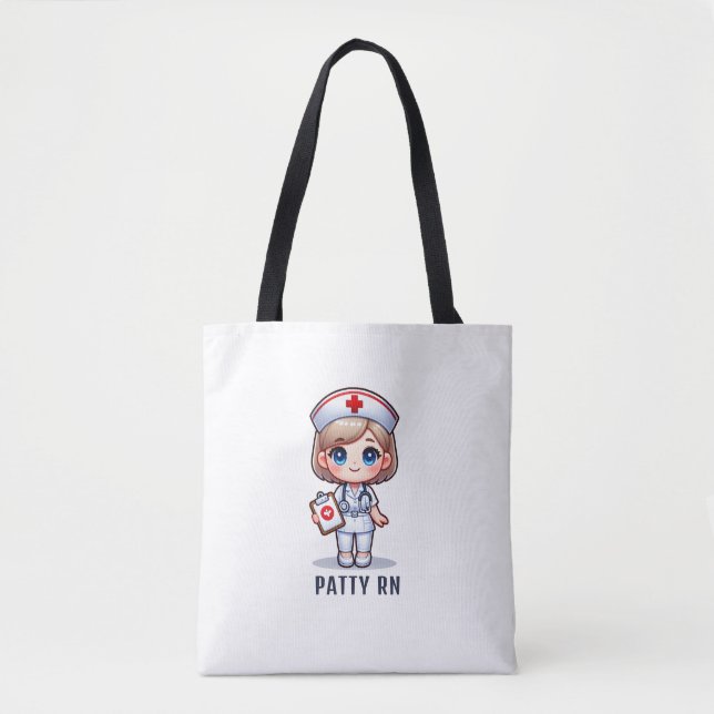 Cute Manga Blonde Nurse Caricature Personlig Tygkasse (Framsida)