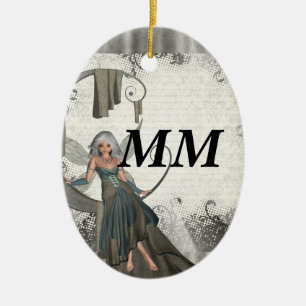 Cute manga fairy julgransprydnad keramik