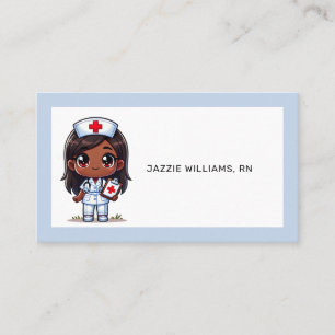 Cute Manga Nurse Brown Hair Ögon Blue Ram Visitkort
