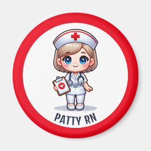 Cute Manga Nurse med Blonde Hair Blue Ögon Anpassn Magnet
