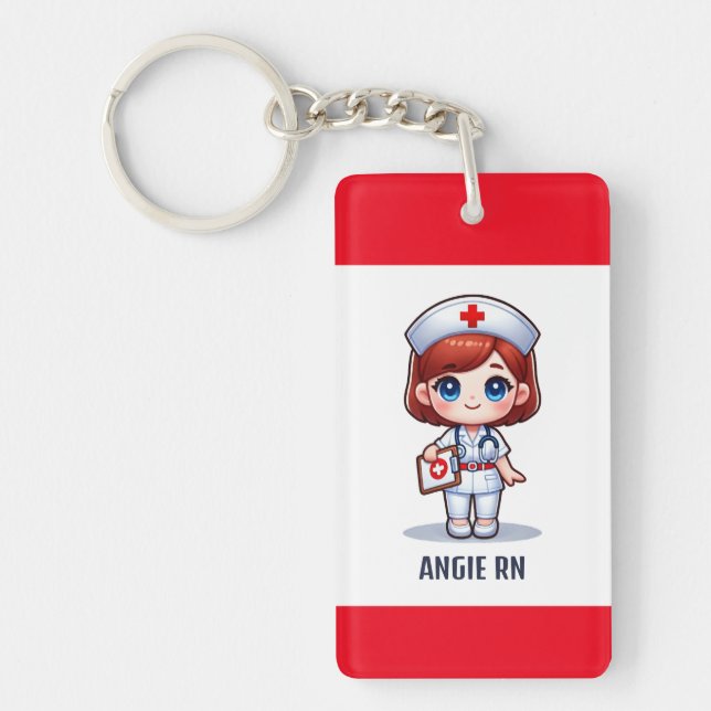 Cute Manga Nurse med Red Hair Blue Ögon Anpassning (Framsidan)