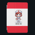 Cute Manga Nurse med Red Hair Blue Ögon Anpassning iPad Mini Skydd<br><div class="desc">Den här miniatyrfilmen för sjuksköterskor har en söt Manga-sjuksköterska med rött hår och blått ögon med sjukhushölje och utrustning med namn för att anpassa sig. Perfekt till sjuksköterska eller sjuksköterskeskola student. Bild genererad med AI.</div>