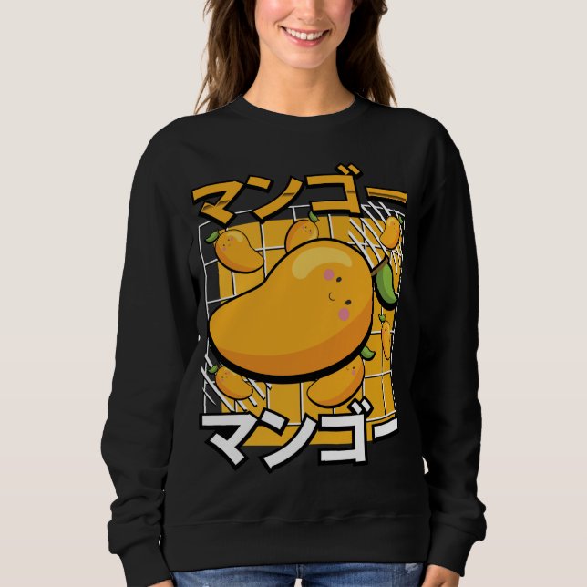 Cute Mango Fruit Kawaii Japansk Retro Anime T Shirt (Framsida)