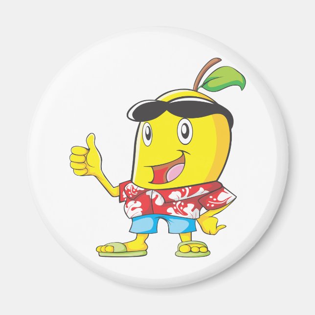 Cute Mango i Hawaiian Shirt Two Thumbs Up! Magnet (Framsidan)