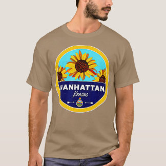 Cute Manhattan Kansas KS Sunflower Badge  T Shirt