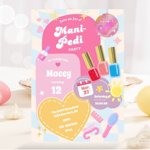 Cute Mani Pedi Pamper Spa Birthday Glam Inbjudningar