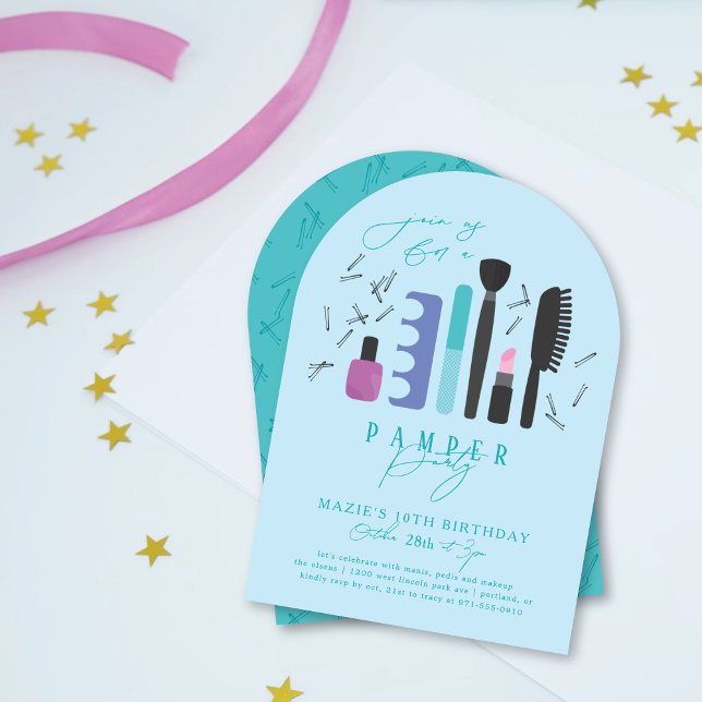 Cute Manicuant & Makeup Spa Pamper-Födelsedagsfest Inbjudningar (Skapare uppladdad)