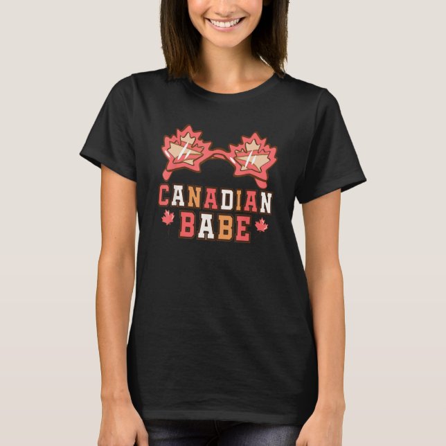 Cute Maple Leaf Sunglasses Canada Day Canadian Bab T Shirt (Framsida)