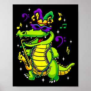 Cute Mardi Gras Alligator-För barn eller -Vuxnor Poster