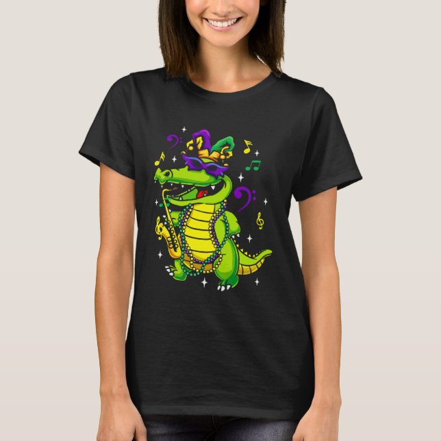 Cute Mardi Gras Alligator for Kids or Adults T Shirt (Framsida)