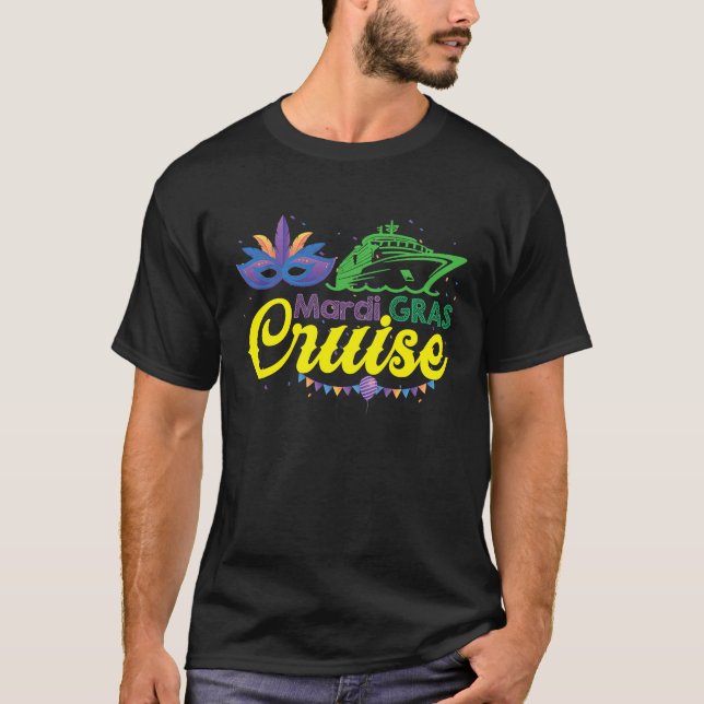 Cute Mardi Gras Cruise by Boat Couple Family Vacat T Shirt (Framsida)
