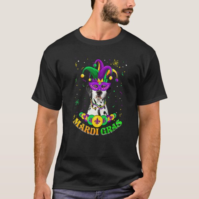 Cute Mardi Gras Dalmatian Dog Dad Dog Mom Mask Bea T Shirt (Framsida)