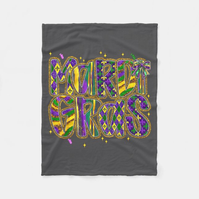 Cute Mardi Gras Fat Coquette Bow Tuesday Kids Girl Fleecefilt (Framsidan)