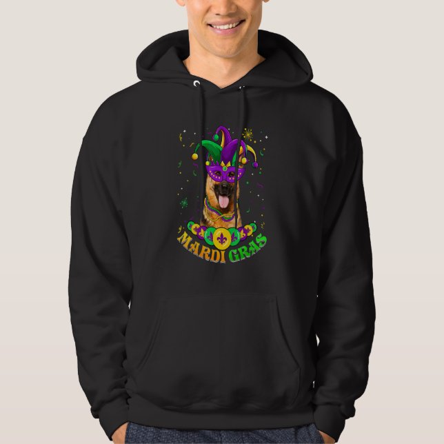 Cute Mardi Gras German Shepherd Dog Dad Dog Mom Ma Hoodie (Framsida)