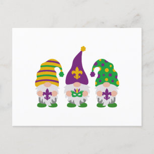 Cute Mardi Gras Gnome Helg Vykort