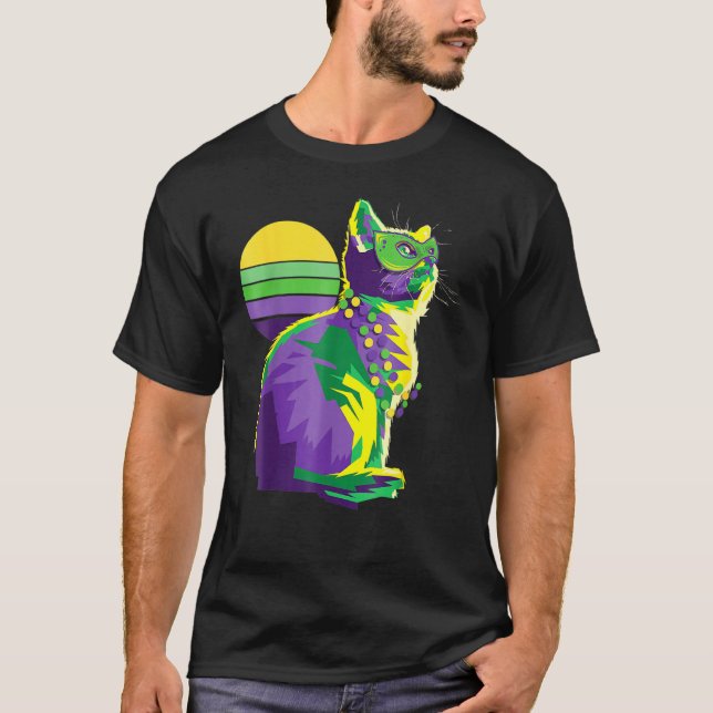 Cute Mardi Gras Kitten New Orleans Cat Owner T Shirt (Framsida)