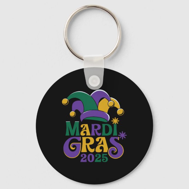 Cute Mardi Gras Mask Roligt 2025 Nyckelring (Framsida)