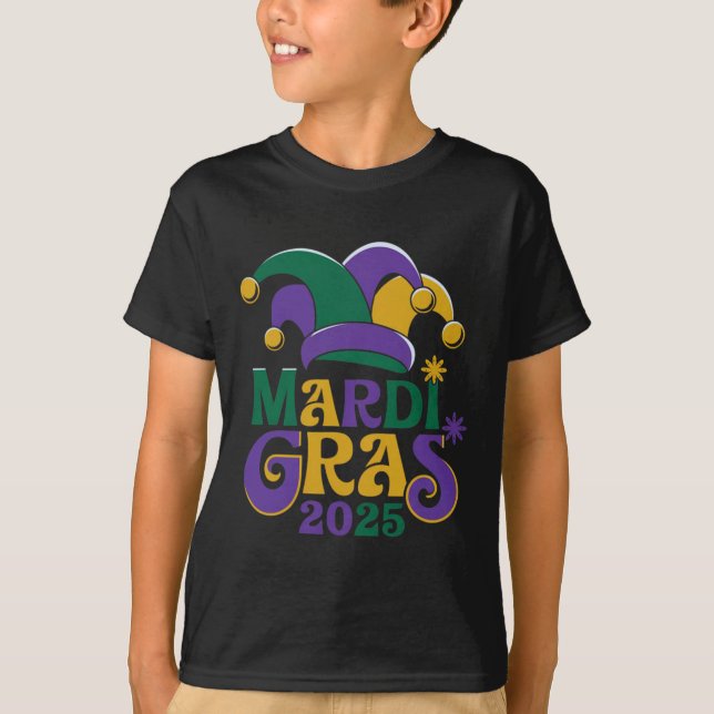 Cute Mardi Gras Mask Roligt 2025 T Shirt (Framsida)