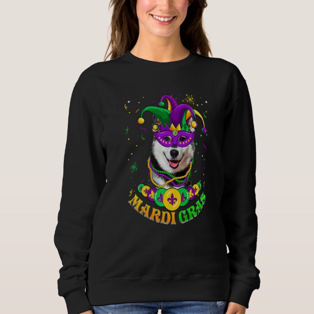 Cute Mardi Gras Siberian Husky Dog Dad Dog Mom Mas T Shirt (Framsida)
