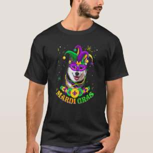 Cute Mardi Gras Siberian husky Hund Pappa Hund Mas T Shirt