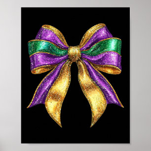 Cute Mardi Gras Tjock Coquette Bow Tisdag Kids Gir Poster