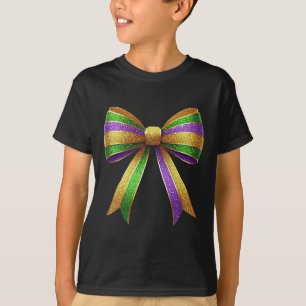 Cute Mardi Gras Tjock Coquette Bow Tisdag Kids Gir T Shirt