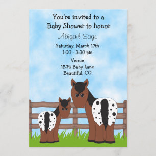 Cute Mare and Foal Appaloosa Horse Baby Shower Inbjudningar