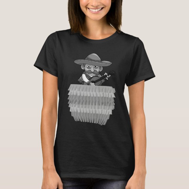 Cute Mariachi In Pocket  Cinco De Mayo  Men Women T Shirt (Framsida)
