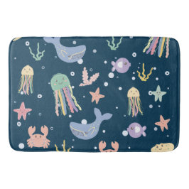 Cute Marine Life Seamless Mönster Badrumsmatta