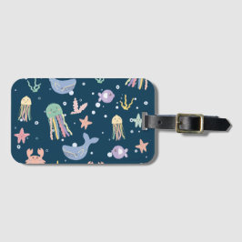 Cute Marine Life Seamless Mönster Bagagebricka