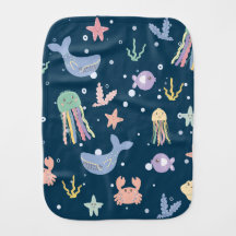 Cute Marine Life Seamless Mönster