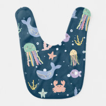 Cute Marine Life Seamless Mönster