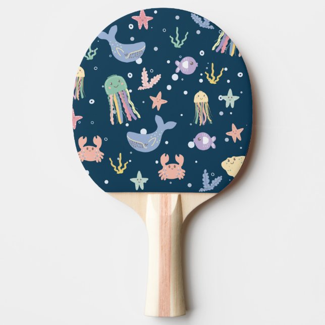 Cute Marine Life Seamless Mönster Pingisracket (Framsidan)