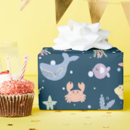 Cute Marine Life Seamless Mönster Presentpapper