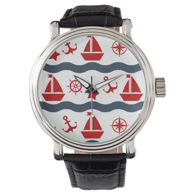 Cute Maritime Mönster Armbandsur (Framsida)