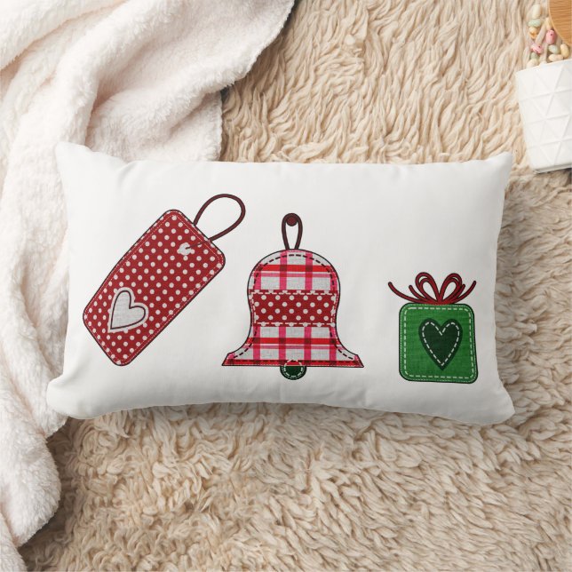 Cute Märkre Ornamet Red Grönt Lägg till Namn-jul Lumbarkudde (Filt)