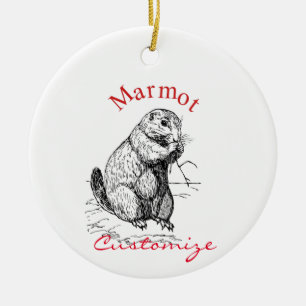 Cute Marmot Animal Thunder_Cove Julgransprydnad Keramik
