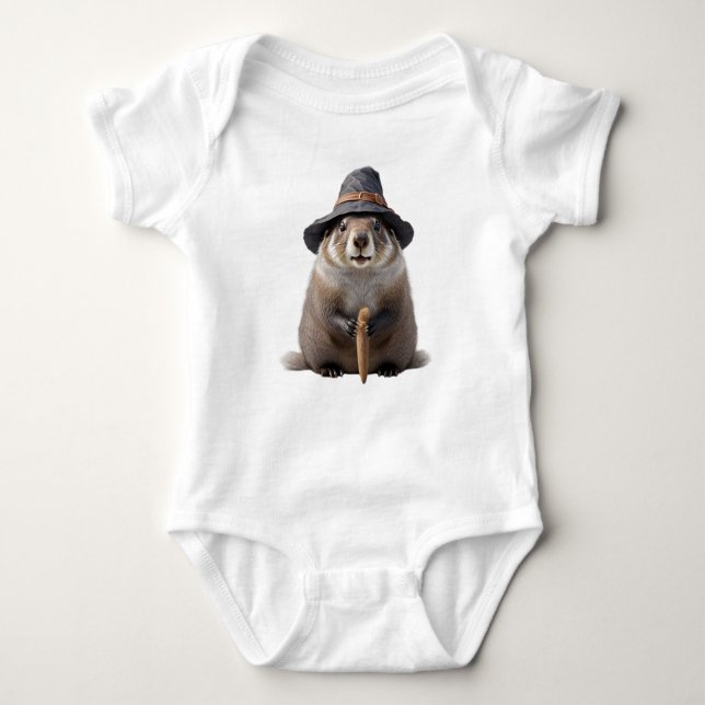 Cute marmot med häxa t shirt (Framsida)