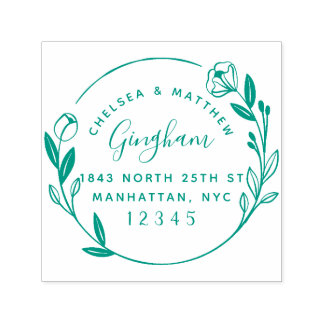 Cute Married Ett Blommigt Returadress för andning Självfärgande Stämpel