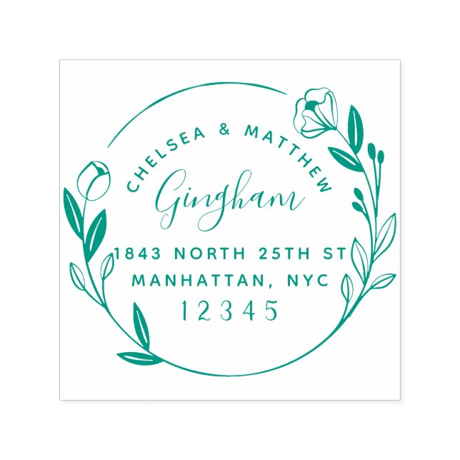 Cute Married Ett Blommigt Returadress för andning Självfärgande Stämpel (Design)