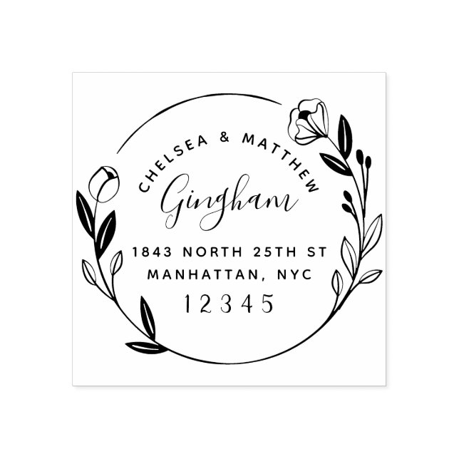 Cute Married Ett Blommigt Returadress för andning Stämpel (Tryck)