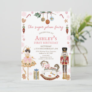 Cute Marron Sugar Plum Fairy Nutcracker Birthday Inbjudningar