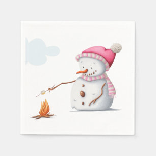 Cute Marshmallow Snögubbe Winter Pappersservett