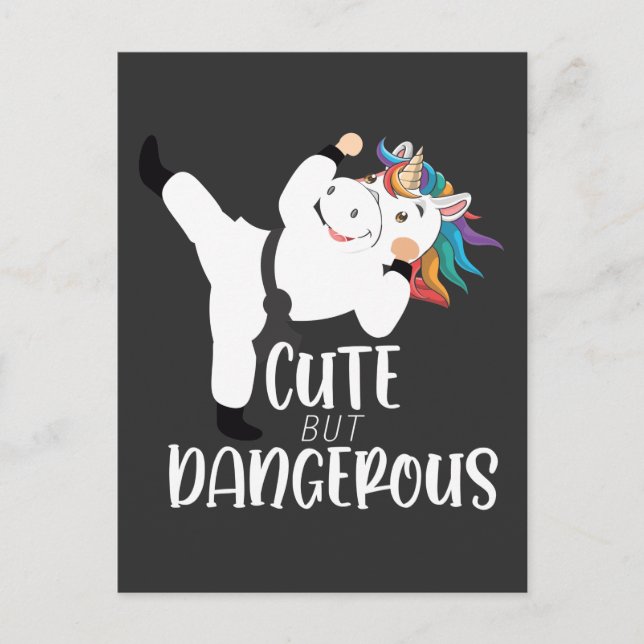 Cute Martial Arts Dangerous Unicorn Karate Vykort (Framsida)
