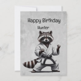 Cute Martial Arts Raccoon Anpassningsbar Birthday Kort