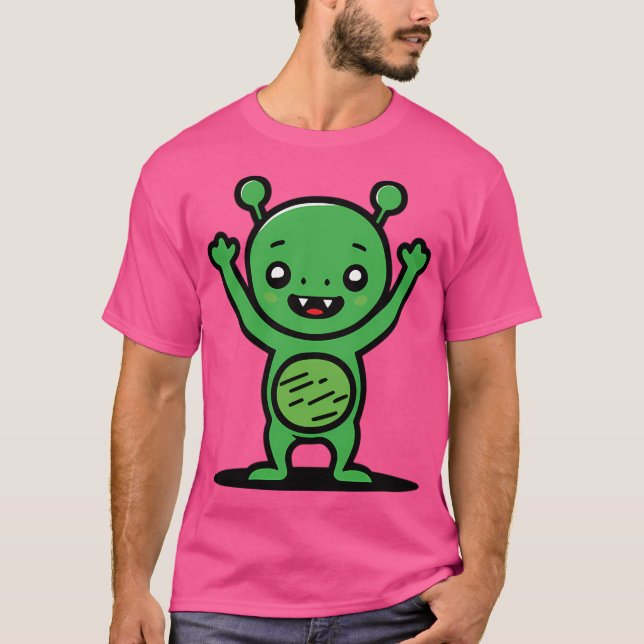 Cute Martian Lycklig T Shirt (Framsida)
