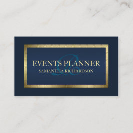 Cute Masculine Modern Navy Blue and Guld Geometric Visitkort