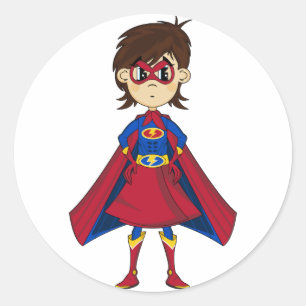 Cute Mask Superassistance Girl Sticker Runt Klistermärke